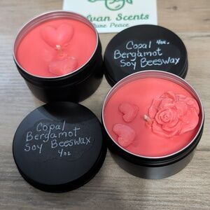2 Copal Bergamot Soy Beeswax 4 Oz  Organic Candle Tins